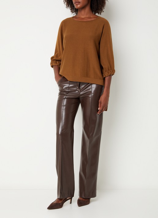 Xandres Fijngebreide pullover met ronde hals - voorkant 2 cognac