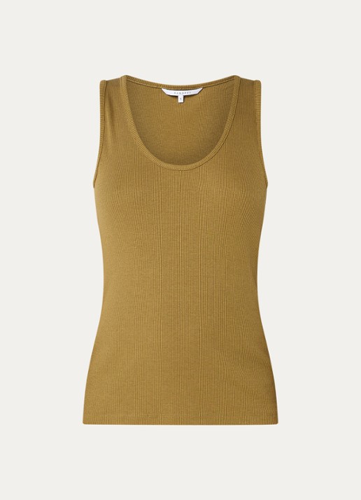 Xandres Fozia ribgebreide tanktop  - voorkant 3 mosgroen