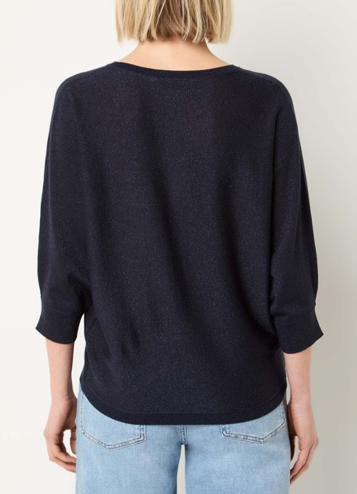 Xandres Gerrett fijngebreide top met lurex - achterkant 3 donkerblauw