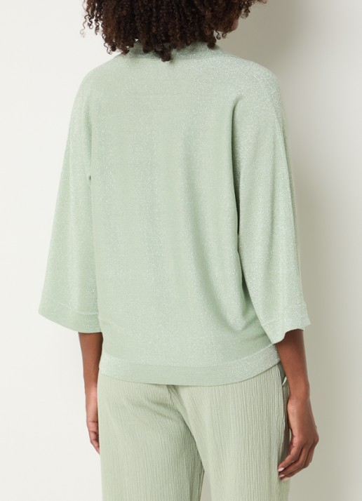 Xandres Giedo fijngebreide polo met lurex - achterkant 2 mint