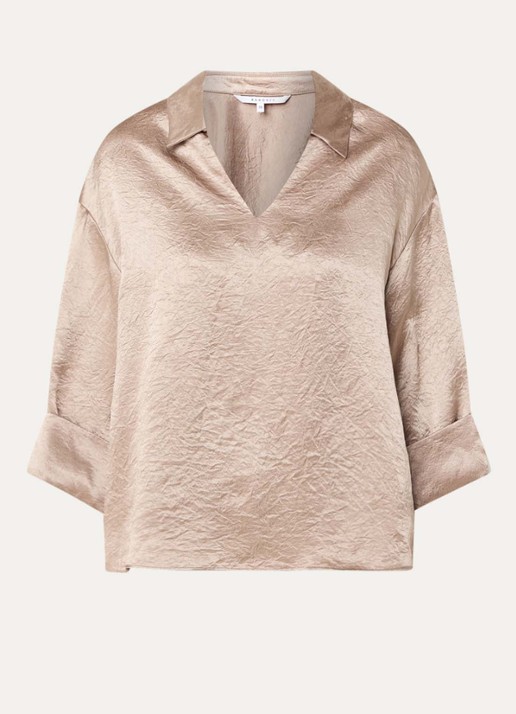 Xandres Halexa tuniek met metallic finish - voorkant 2 lichtbruin
