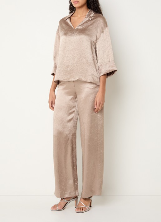 Xandres Halexa tuniek met metallic finish - voorkant 3 lichtbruin