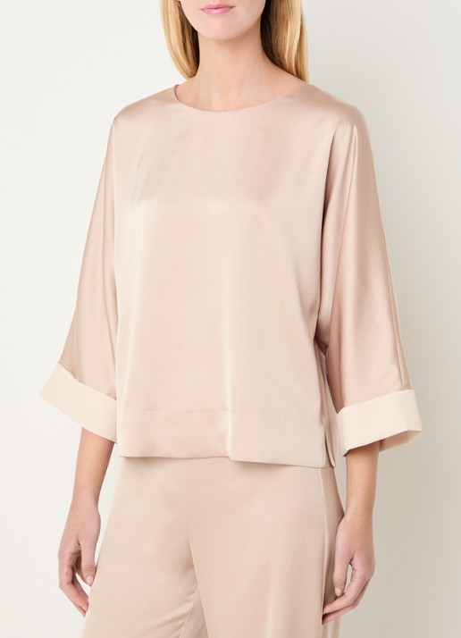 Xandres Halia blouse van satijn met trompetmouw