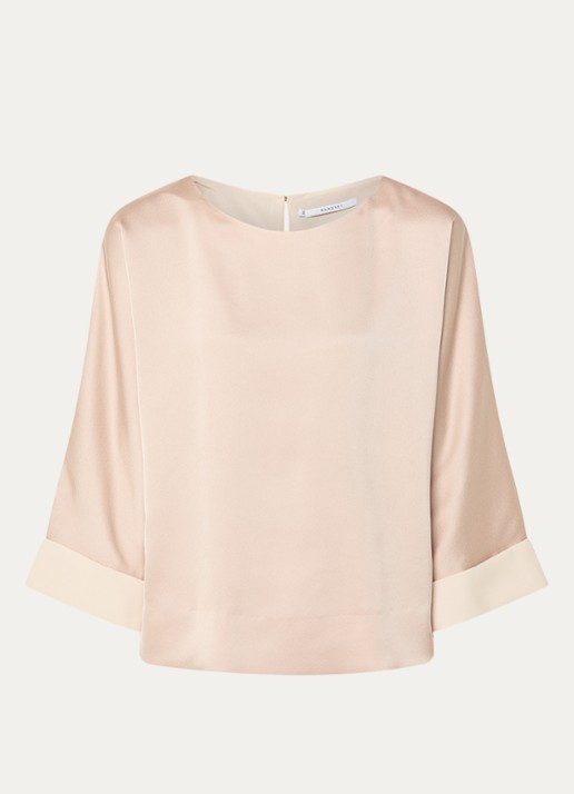 Xandres Halia blouse van satijn met trompetmouw - voorkant 2 beige