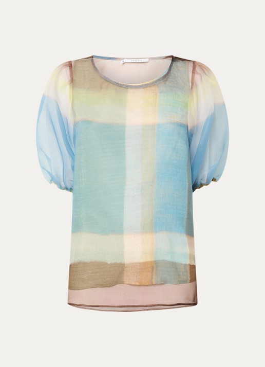 Xandres Hamza tuniek met ruitdessin - voorkant 2 lichtblauw