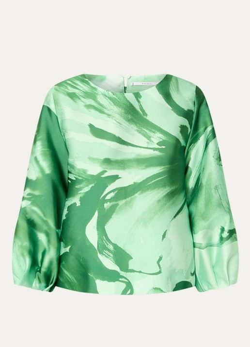 Xandres Hanzie tuniek met pofmouw en bloemenprint - voorkant 2 groen