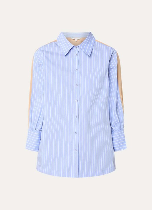 Xandres Hatriena blouse met streepprint - voorkant blauwgrijs