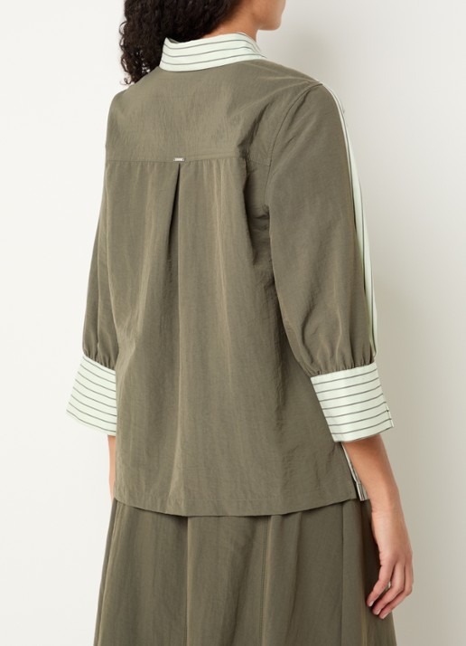 Xandres Hatriena blouse met streepprint - achterkant 4 lindegroen