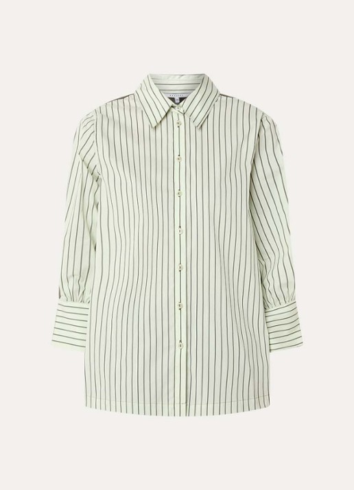 Xandres Hatriena blouse met streepprint - voorkant lindegroen