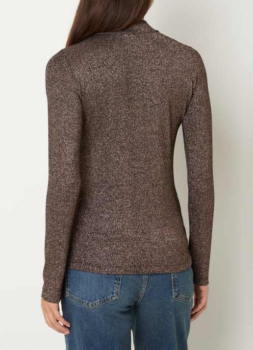 Xandres Hellas fijngebreide top met lurex - achterkant 4 bruin