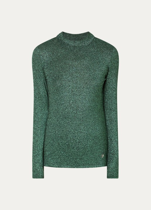 Xandres Hellas fijngebreide top met lurex - voorkant 3 groen