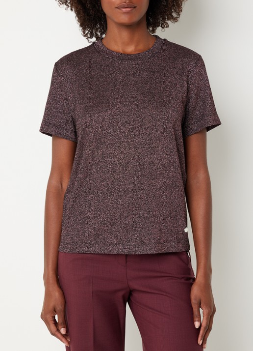 Xandres Helle top met lurex en stretch - detail 4 aubergine