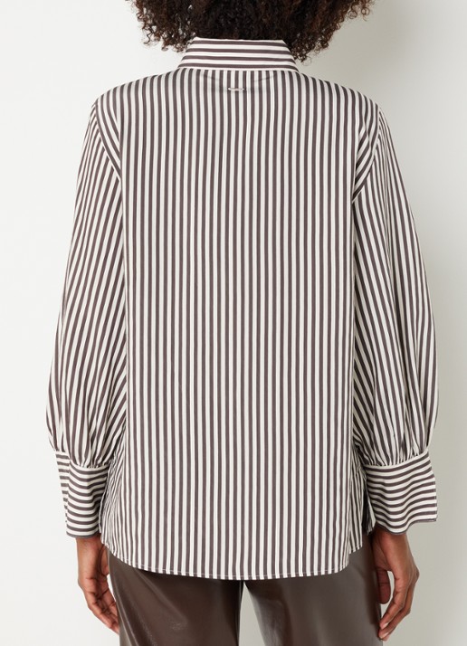 Xandres Heloisa blouse met streepprint - achterkant 4 donkerbruin