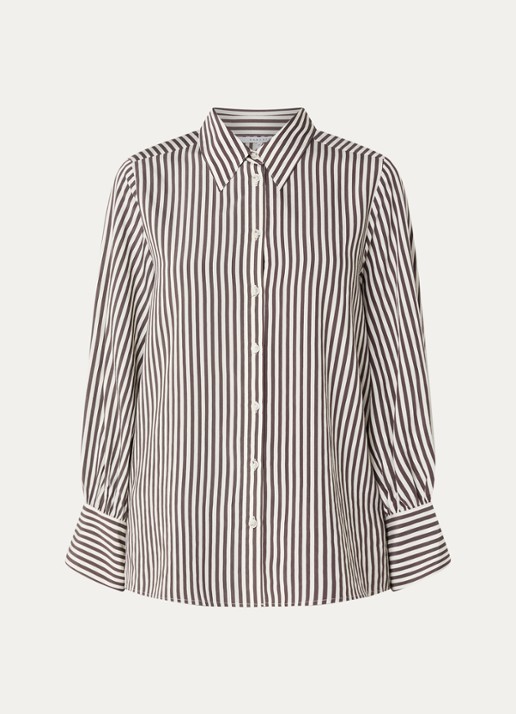 Xandres Heloisa blouse met streepprint - voorkant donkerbruin