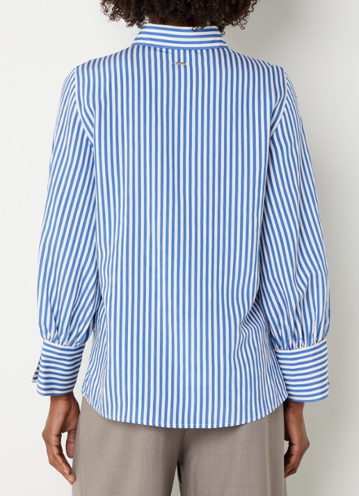 Xandres Heloisa blouse met streepprint - achterkant 3 kobaltblauw