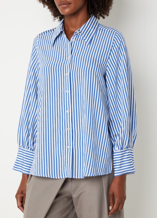 Xandres Heloisa blouse met streepprint - detail 4 kobaltblauw