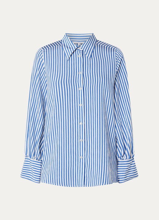 Xandres Heloisa blouse met streepprint - voorkant kobaltblauw
