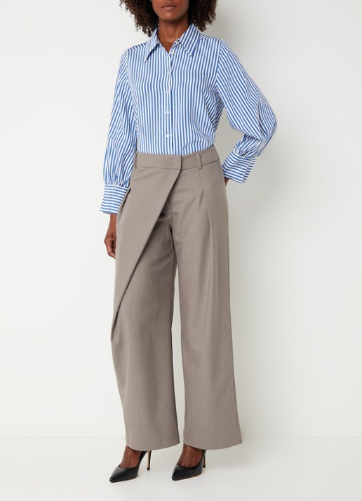 Xandres Heloisa blouse met streepprint - voorkant 2 kobaltblauw