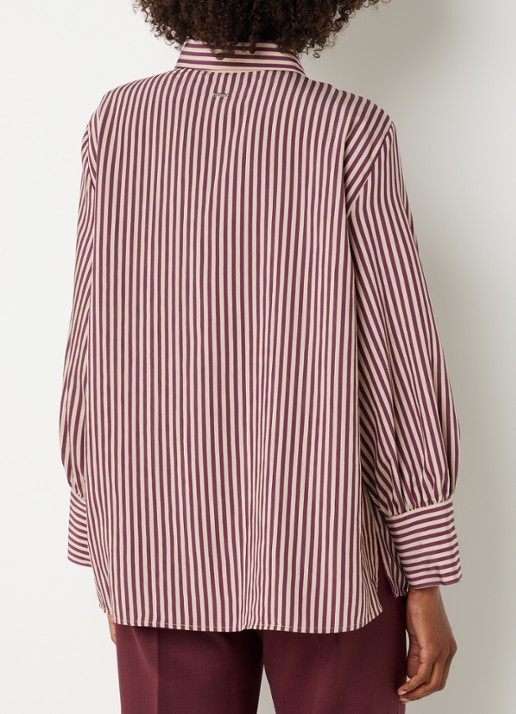 Xandres Heloisa blouse met streepprint - achterkant 3 aubergine