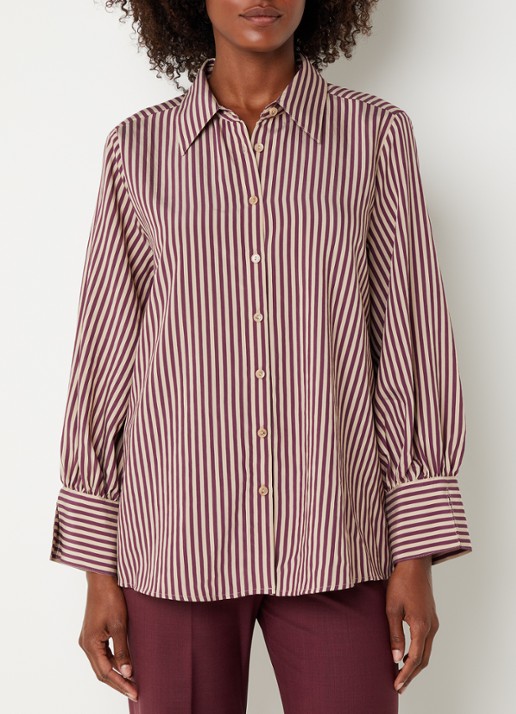 Xandres Heloisa blouse met streepprint - detail 4 aubergine