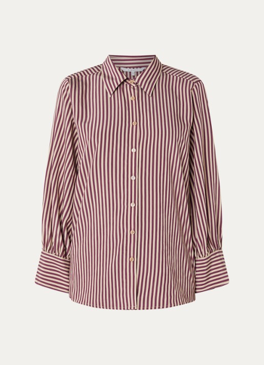 Xandres Heloisa blouse met streepprint - voorkant aubergine