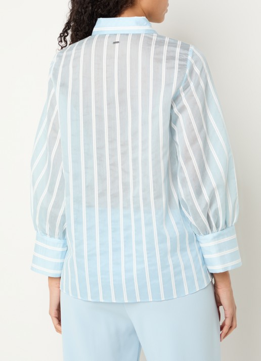 Xandres Heloisa semi-transparante blouse met streepprint - achterkant 4 lichtblauw