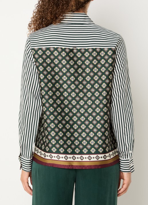 Xandres Henk blouse met streepprint - achterkant 3 groen