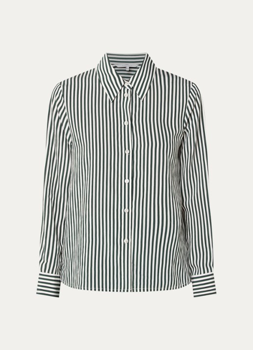 Xandres Henk blouse met streepprint - voorkant groen