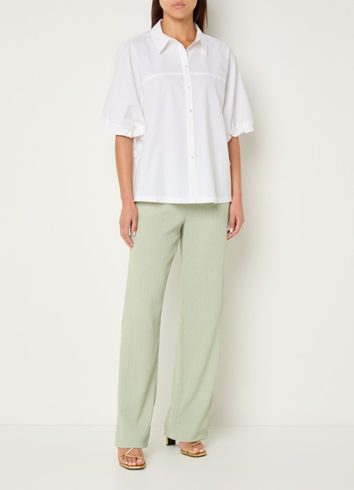 Xandres High waist straight fit broek met steekzakken - voorkant 2 lindegroen