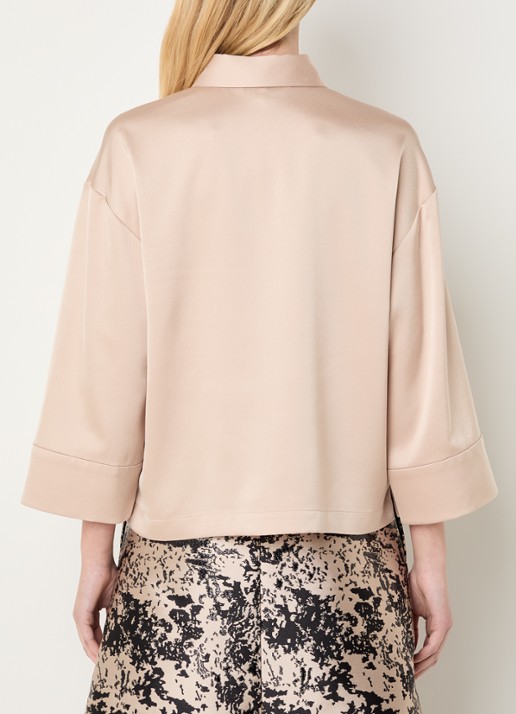 Xandres Hilbin blouse van satijn met borstzakken - achterkant 3 beige
