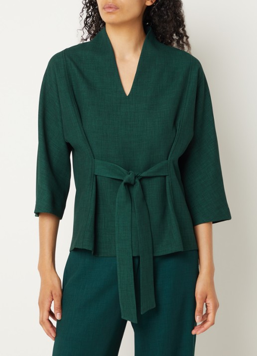 Xandres Hiliano top met strikceintuur - detail 2 groen