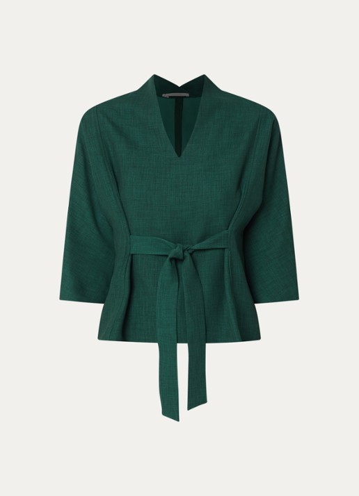 Xandres Hiliano top met strikceintuur - voorkant 3 groen