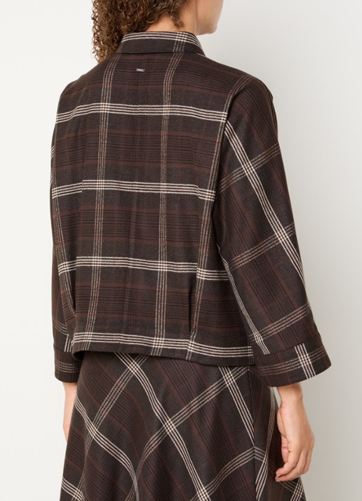 Xandres Hilou blouse met ruitdessin - achterkant 4 bruin