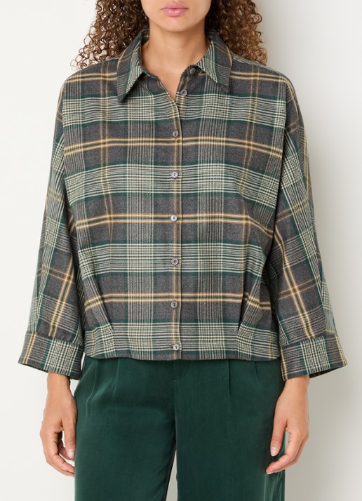 Xandres Hilou blouse met ruitdessin - detail 4 groen
