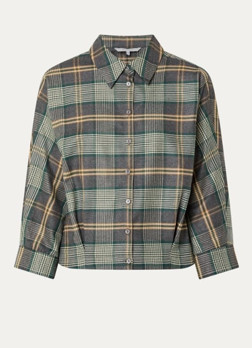 Xandres Hilou blouse met ruitdessin - voorkant groen
