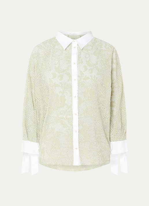 Xandres Hirina blouse met print - voorkant 3 lindegroen