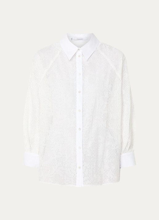 Xandres Hirina semi-transparante blouse met vlindermouw - voorkant 3 wit