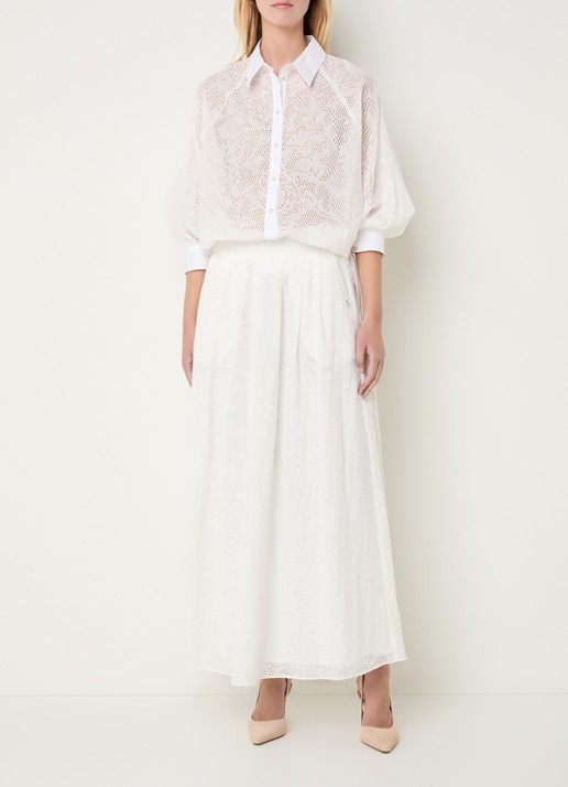 Xandres Hirina semi-transparante blouse met vlindermouw - voorkant 4 wit