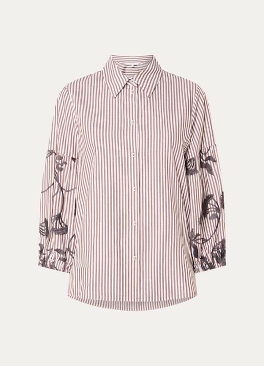 Xandres Hopi blouse met streepprint - voorkant lichtbruin
