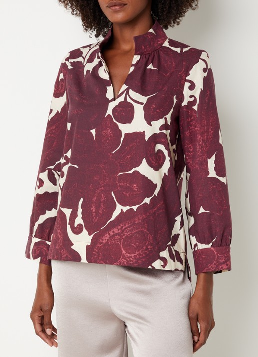 Xandres Hulen tuniek met print - detail 4 aubergine