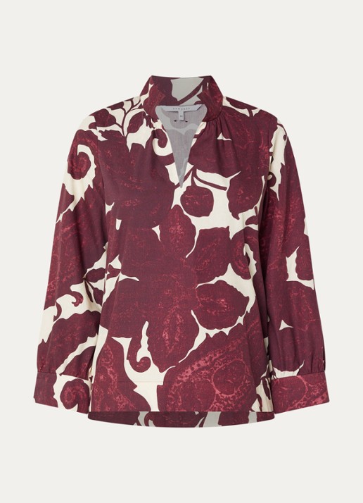 Xandres Hulen tuniek met print - voorkant aubergine