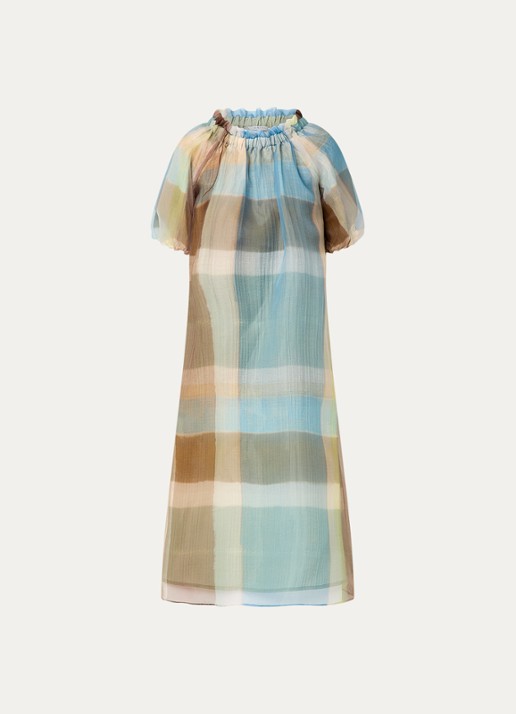 Xandres Katari oversized maxi jurk met colour blocking - voorkant staalblauw