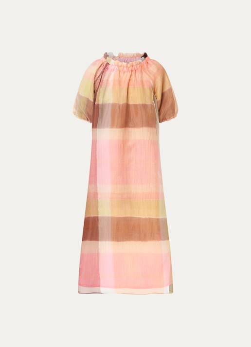 Xandres Katari oversized maxi jurk met colour blocking - voorkant abrikoos