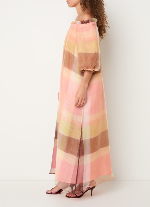 Xandres Katari oversized maxi jurk met colour blocking - voorkant 2 abrikoos
