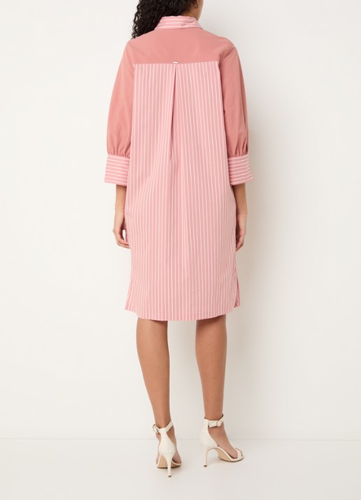 Xandres Katriena midi blousejurk met streepprint - achterkant 4 zalmroze