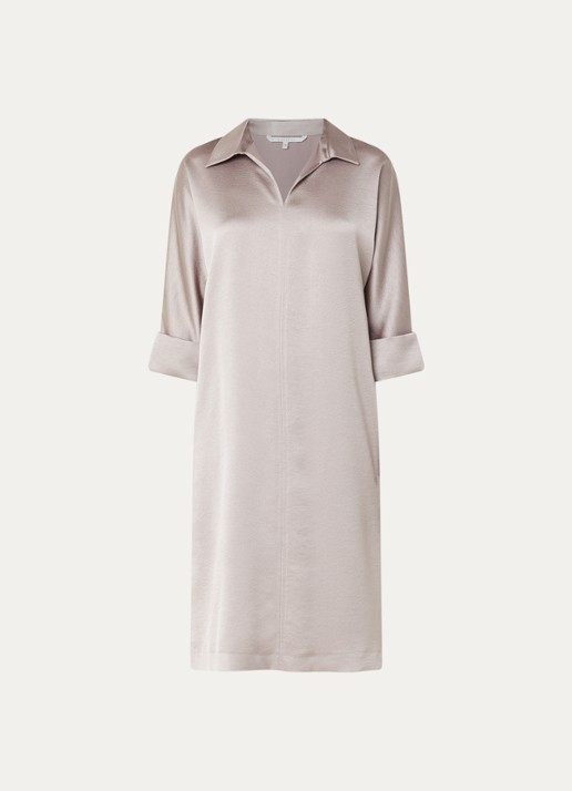 Xandres Kenano midi jurk met V-hals - voorkant 3 creme