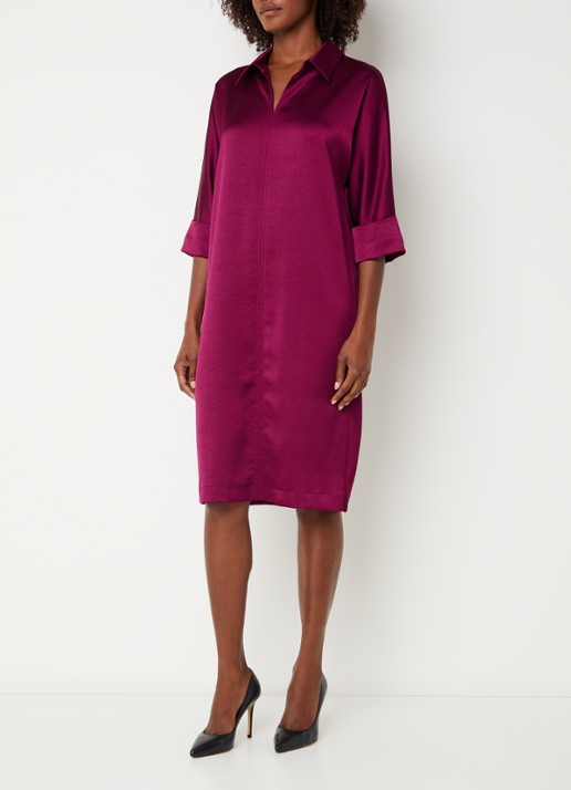 Xandres Kenano midi jurk met V-hals - detail paars