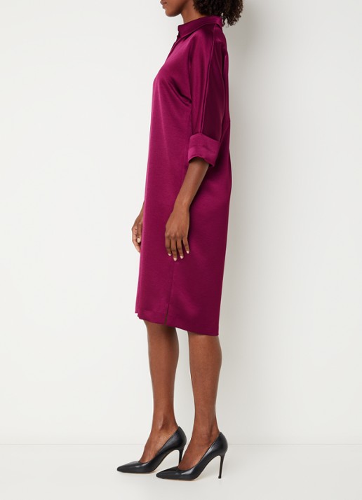Xandres Kenano midi jurk met V-hals - voorkant 4 paars