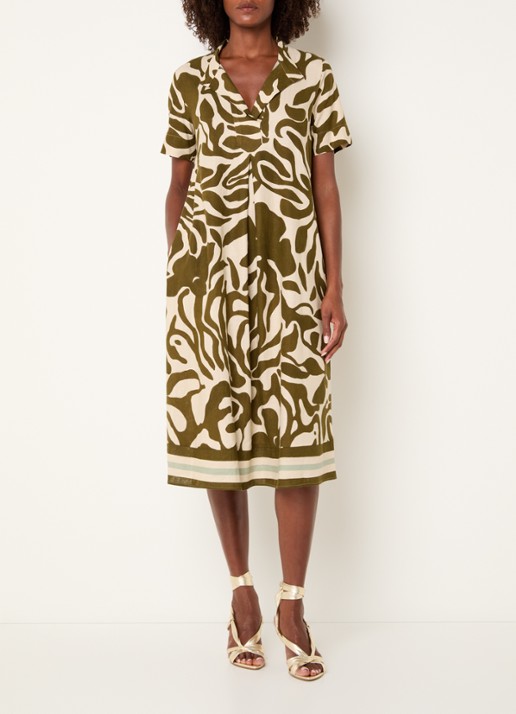 Xandres Kirania midi jurk in linnenblend met print