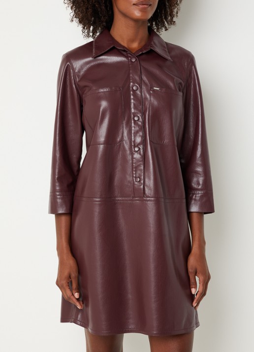 Xandres Kobien mini blousejurk van imitatieleer - detail 2 aubergine